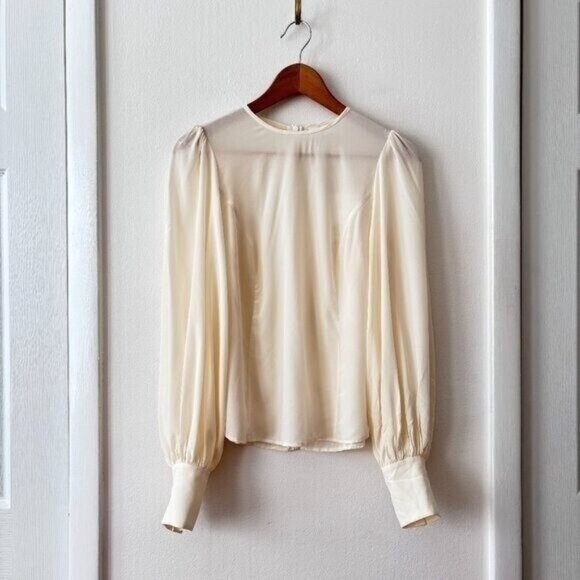 Zimmermann Silk Billow Sleeve Blouse Gold Button Detail - Picture 5 of 11